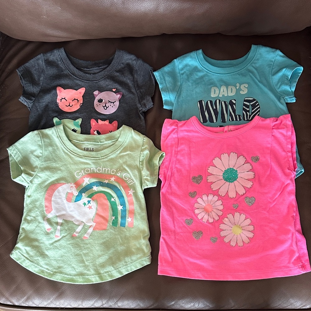 Girls Short Sleeve Tees - Gray, Teal, Green, Pink